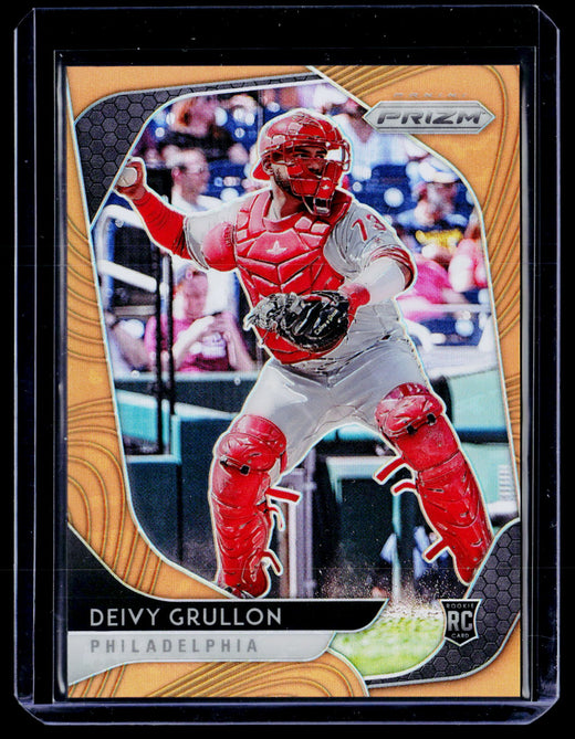 2020 Panini Prizm Baseball Deivy Grullon Rookie Neon Orange Prizm #72 /100 - front
