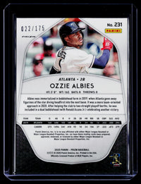 2020 Panini Prizm Baseball Ozzie Albies Blue Mojo Prizm Tier III #231 /175 - back
