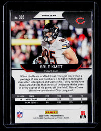 2020 Panini Prizm Football Cole Kmet Rookie Card #305 Chicago Bears - back