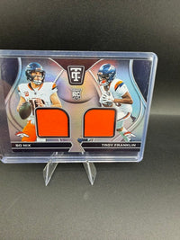 2024 Panini Totally Certified Rookie Dual Swatches Bo Nix / Troy Franklin RDS-DEN - front