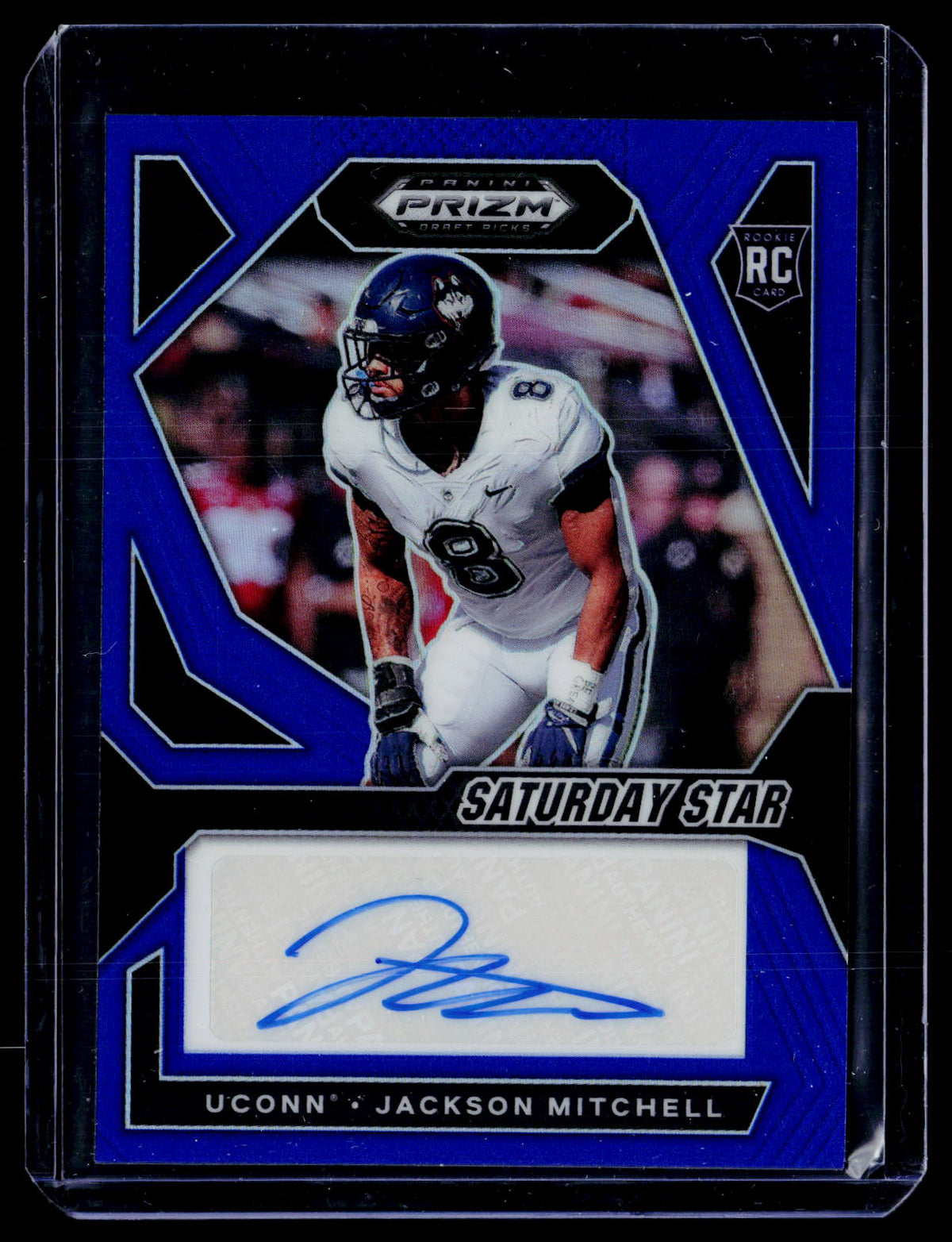 2024 Panini Prizm Draft Picks Saturday Star Signatures Jackson Mitchell Blue Prizm Auto #SSS-JML /149 - front
