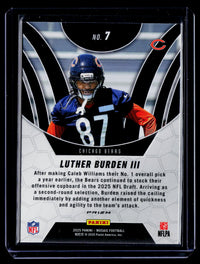 2025 Panini Mosaic Football Elevate Luther Burden III RC #7 Chicago Bears - back