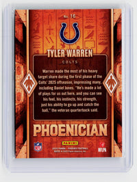 2025 Panini Phoenix Football Tyler Warren Rookie Card #16 Indianapolis Colts - back