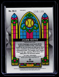 2021 Panini Prizm Baseball Stained Glass Juan Soto Blue Prizm #SG-3 /199 - back