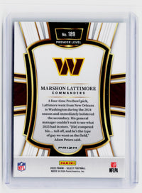 2025 Panini Select Football MarShon Lattimore Premier Level #189 Washington Commanders - back