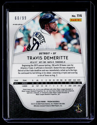 2020 Panini Prizm Baseball Travis Demeritte #114 Red Prizm RC /99 - back