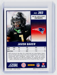 2024 Panini Score Football Javon Baker RC #393 Showcase /100 - back