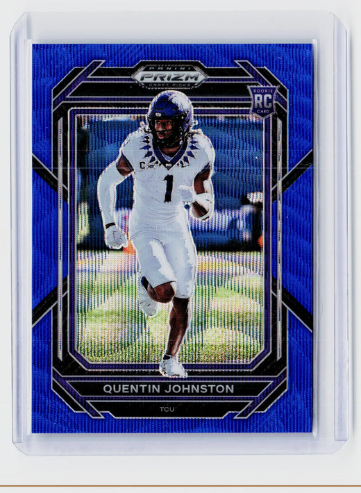2023 Panini Prizm Draft Picks Quentin Johnston Blue Prizm Rookie #138 /249 - front