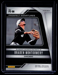 2025 Panini Prizm Baseball Prospect Signatures Braden Montgomery Autograph PS-BM - back