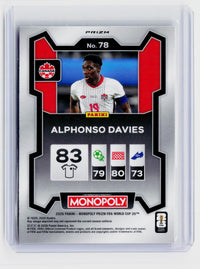2026 Panini Monopoly Prizm FIFA World Cup 26 Alphonso Davies #78 Canada - back