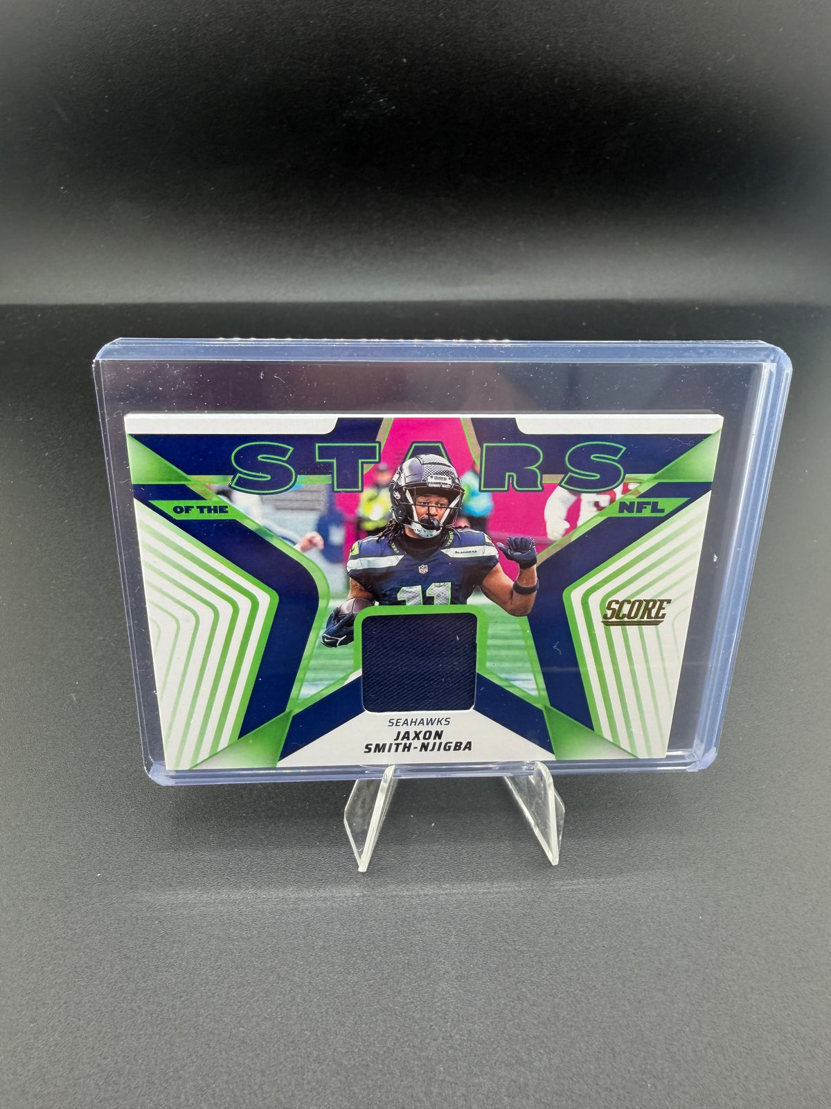 2025 Panini Score Stars of the NFL Jaxon Smith-Njigba Seahawks Memorabilia Card SNJ-JSA - front