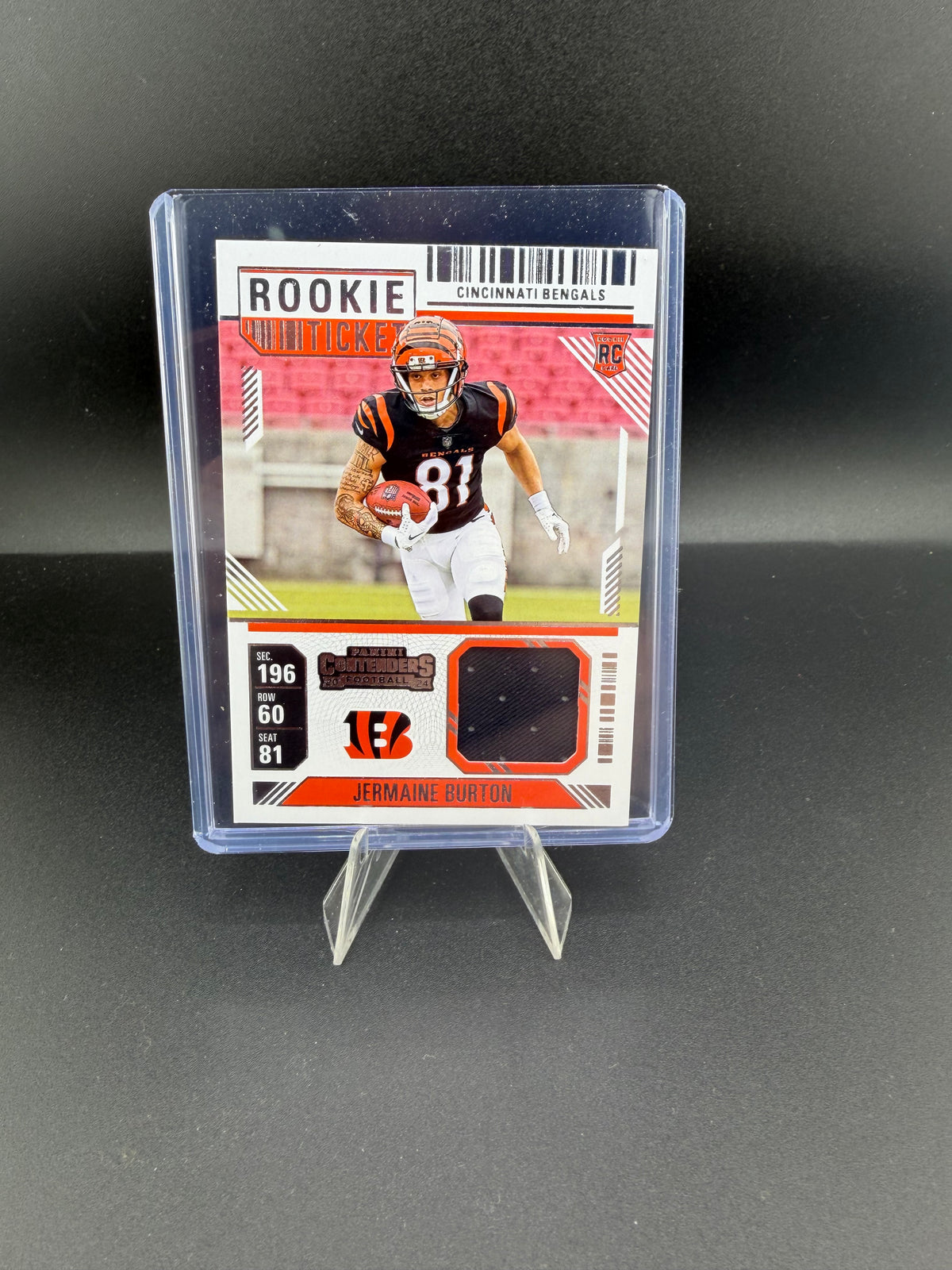 2024 Panini Contenders Rookie Ticket Swatch Jermaine Burton RC #RTS-JBN - front