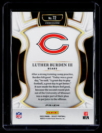 2025 Panini Select Football Concourse Rookie #72 Luther Burden III Chicago Bears - back