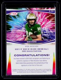 2025 SAGE Collectibles Autographs Sean Atkins A-SA Autograph Football Card - back