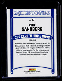 2025 Panini Baseball Milestones Ryne Sandberg #17 Chicago Cubs /199 - back