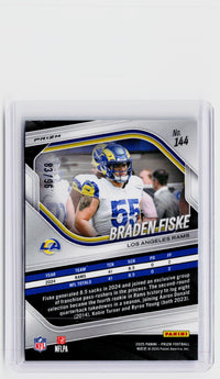 2025 Panini Prizm Football Braden Fiske #144 Blue Sparkle Prizm Los Angeles Rams - back