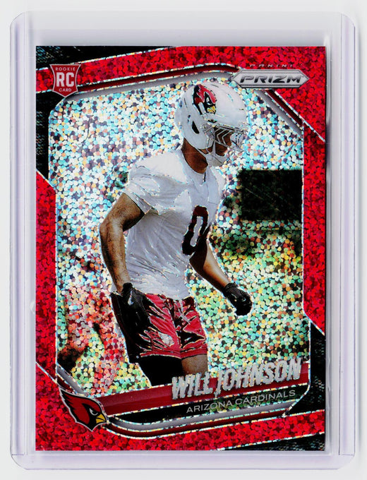 2025 Panini Prizm Football Will Johnson RC #370 Red Disco Prizm Arizona Cardinals - front