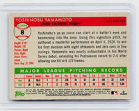 2025 Topps Chrome 1989 Topps Big Baseball Yoshinobu Yamamoto #8 Refractor Autographed - back