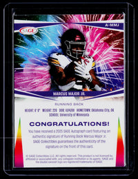 2025 SAGE Autograph Marcus Major Jr. Autograph Card #A-MMJ - back