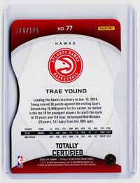 2024-25 Panini Totally Certified Trae Young #77 Mirror Red Platinum Die-Cut /125 - back