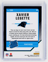 2024 Panini Donruss Optic Football Xavier Legette Rated Rookie #299 Carolina Panthers - back