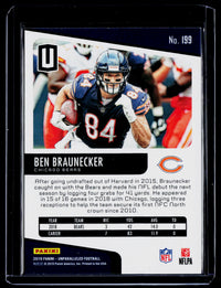 2019 Panini Unparalleled Football Ben Braunecker Rookie Card #199 Chicago Bears - back