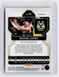 2021-22 Panini Prizm Brook Lopez Red Ice Prizm #134 Milwaukee Bucks - back