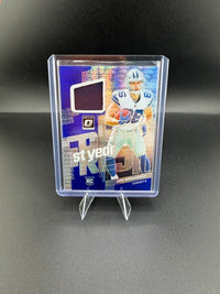 2023 Panini Donruss Optic 1st Year Fresh Luke Schoonmaker Blue Hyper FYF-LS Rookie Memorabilia Card - front