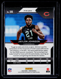 2020 Panini Prizm Football Green Prizm Jaylon Johnson Rookie Card #306 - back
