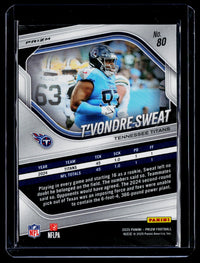 2025 Panini Prizm Football T'Vondre Sweat Lazer Prizm #80 - back