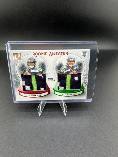 2025 Panini Donruss Football Rookie Sweater Dual Jalen Milroe Elijah Arroyo SWED-SEA - front