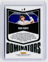 2026 Panini Donruss Elite Dominators Green Nick Kurtz #6 Oakland Athletics - back