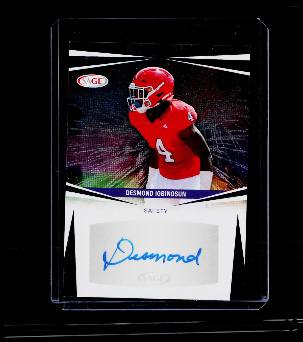 2025 SAGE Autographs Desmond Igbinosun Blue High Series Auto #A-DI - front