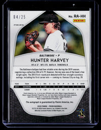 2020 Panini Prizm Baseball Rookie Autographs Hunter Harvey RA-HH Red Prizm /25 Auto - back