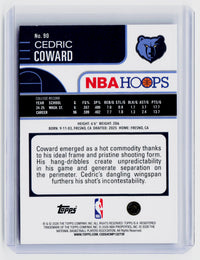 2025-26 Topps NBA Hoops Cedric Coward #90 Base Rainbow Rookie – Memphis Grizzlies - back