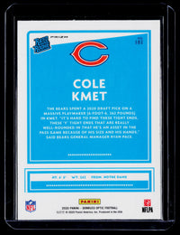2020 Panini Donruss Optic Rated Rookie Cole Kmet #181 Chicago Bears - back