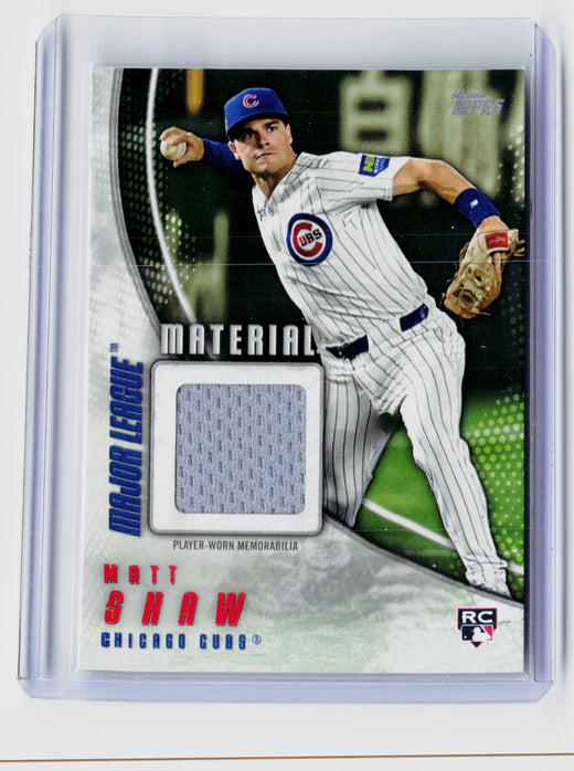 2025 Topps Major League Material Matt Shaw Chicago Cubs Rookie Player-Worn Memorabilia Card MMU-MS - front