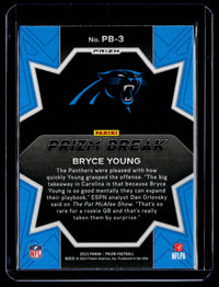 2023 Panini Prizm Football Prizm Break Green #PB-3 Bryce Young Rookie RC - back