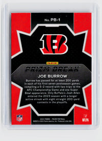 2023 Panini Prizm Football Prizm Break Joe Burrow #PB-1 - back
