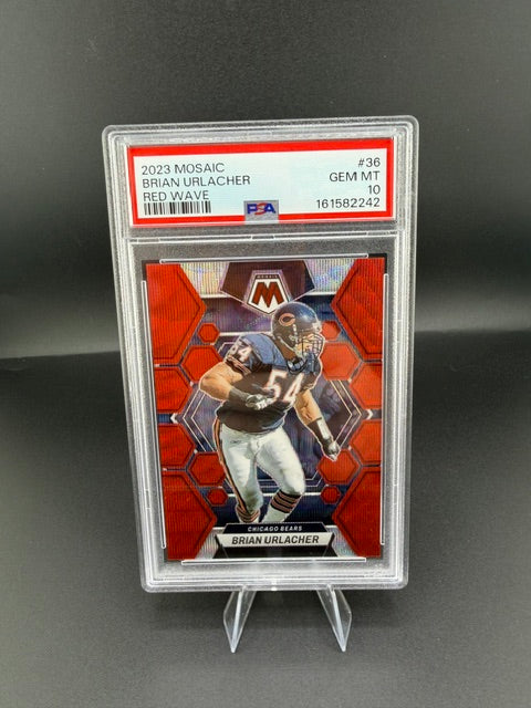2023 Panini Mosaic Brian Urlacher #36 Red Wave PSA 10 Chicago Bears /9 - front
