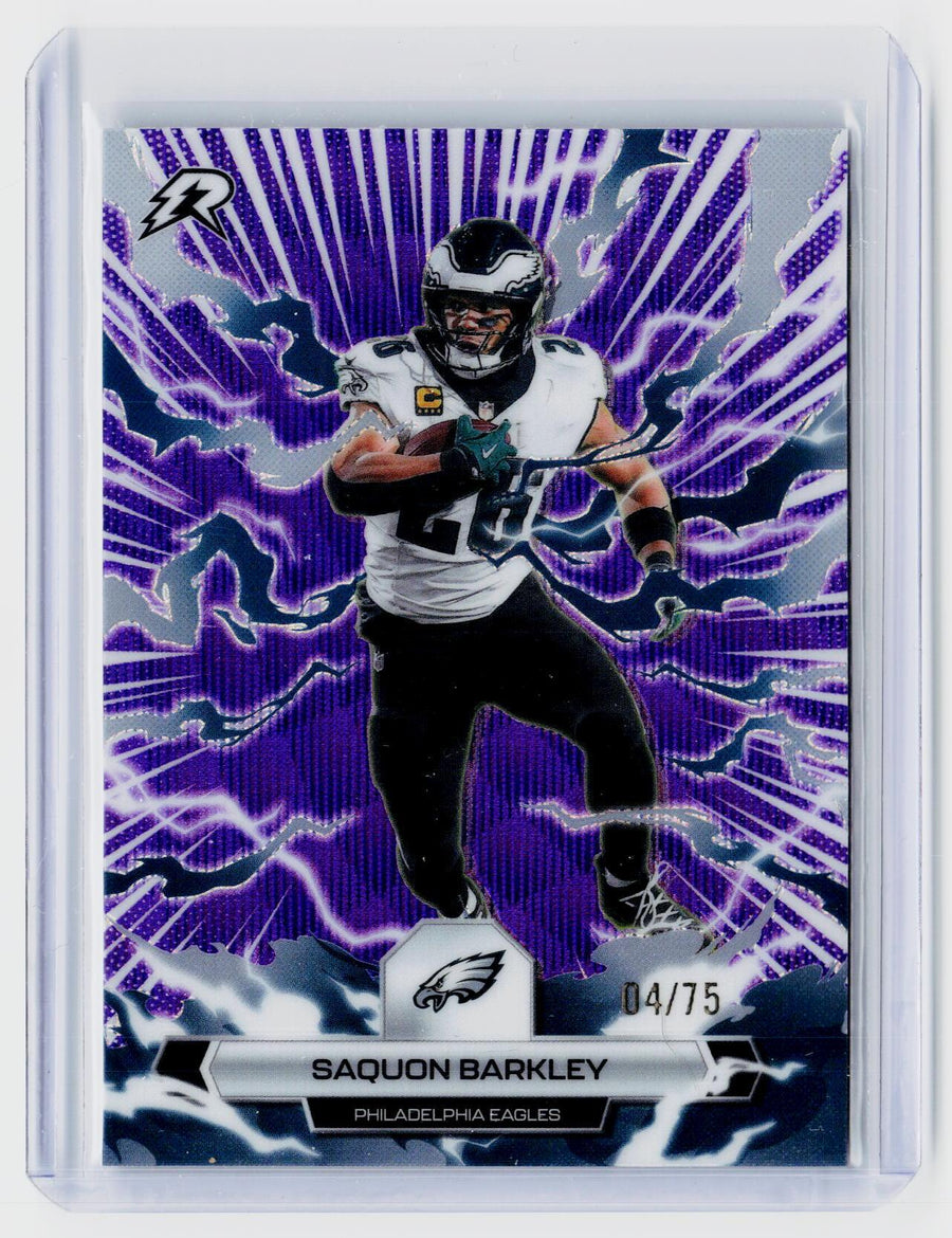 2025 Topps Resurgence Saquon Barkley Purple Parallel #80 /75 Philadelphia Eagles 04/75 - front