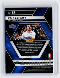 2024-25 Panini Mosaic Basketball Cole Anthony Blue Mosaic #92 Orlando Magic - back