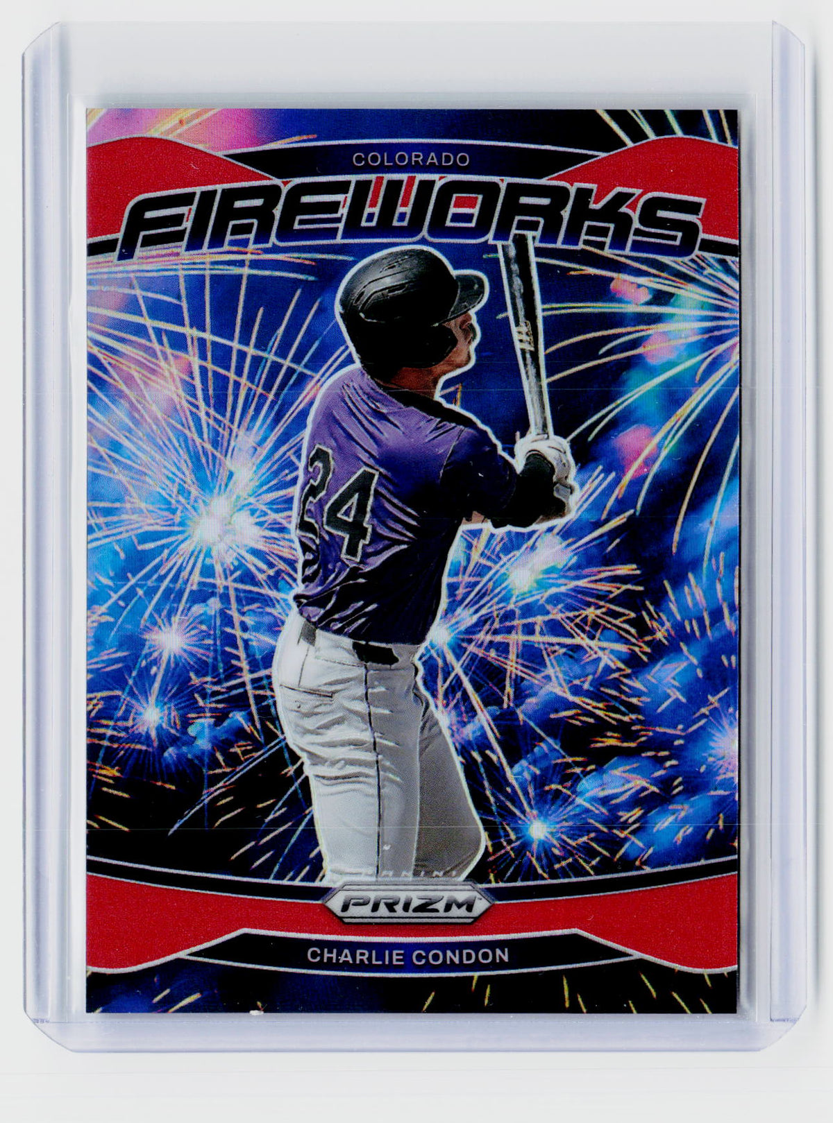 2025 Panini Prizm Baseball Fireworks Charlie Condon Red Prizm #8 /199 - front