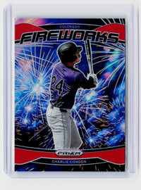 2025 Panini Prizm Baseball Fireworks Charlie Condon Red Prizm #8 /199 - front