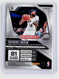 2024-25 Panini Prizm Basketball Monopoly Brandon Ingram #62 /1499 - back