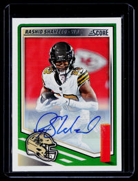 2025 Panini Score Football Rashid Shaheed #191 Base Signatures Green Auto - front