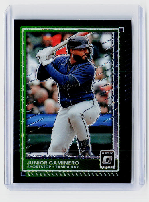 2025 Panini Donruss Optic Junior Caminero #40 Green Holo 06/39 - front
