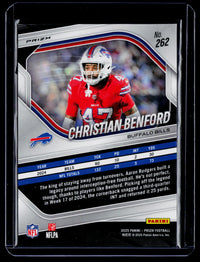 2025 Panini Prizm Football Christian Benford Lazer #262 Buffalo Bills - back