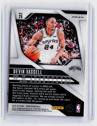 2024-25 Panini Prizm Devin Vassell Green Prizm #25 San Antonio Spurs - back