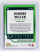 2024 Donruss Optic Football Kendre Miller Blue Rookie #143 /299 - back